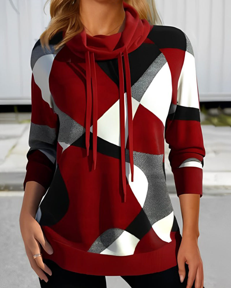 Dames Trui met Colkraag Geometrische Print