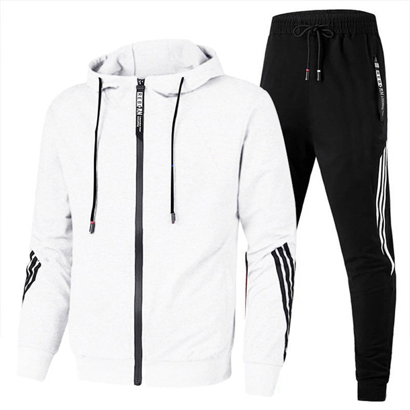 Heren Tracksuit met Hoodie en Joggingsbroek Wit