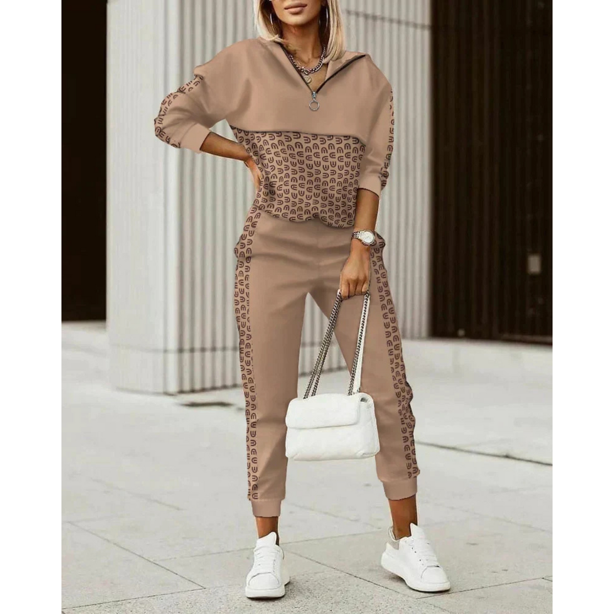 Dames Trainingspak - Comfortabele Loungewear Set Bruin