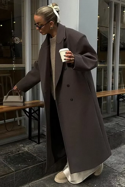 Dames Trenchcoat Double-Breasted Oversized met Reverskraag
