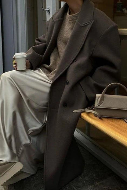 Dames Trenchcoat Double-Breasted Oversized met Reverskraag