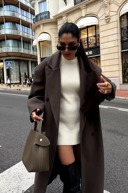 Dames Trenchcoat Double-Breasted Oversized met Reverskraag