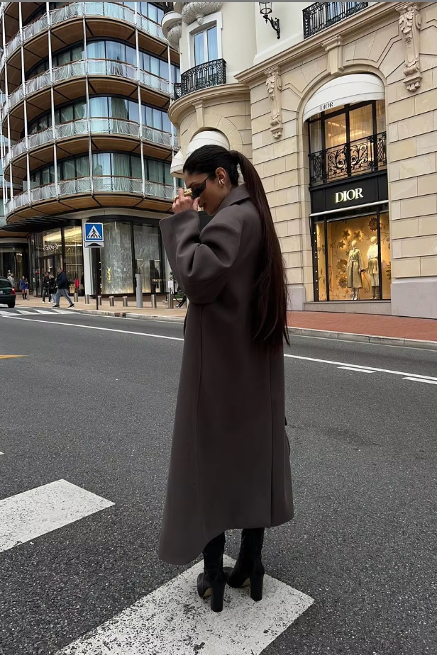 Dames Trenchcoat Double-Breasted Oversized met Reverskraag