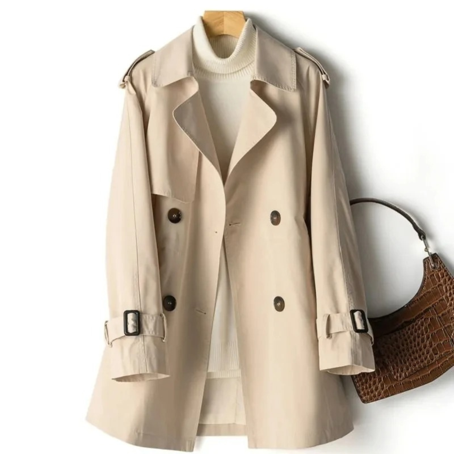 Dames Trenchcoat met Dubbele Knopsluiting en MIDI-lengte 4