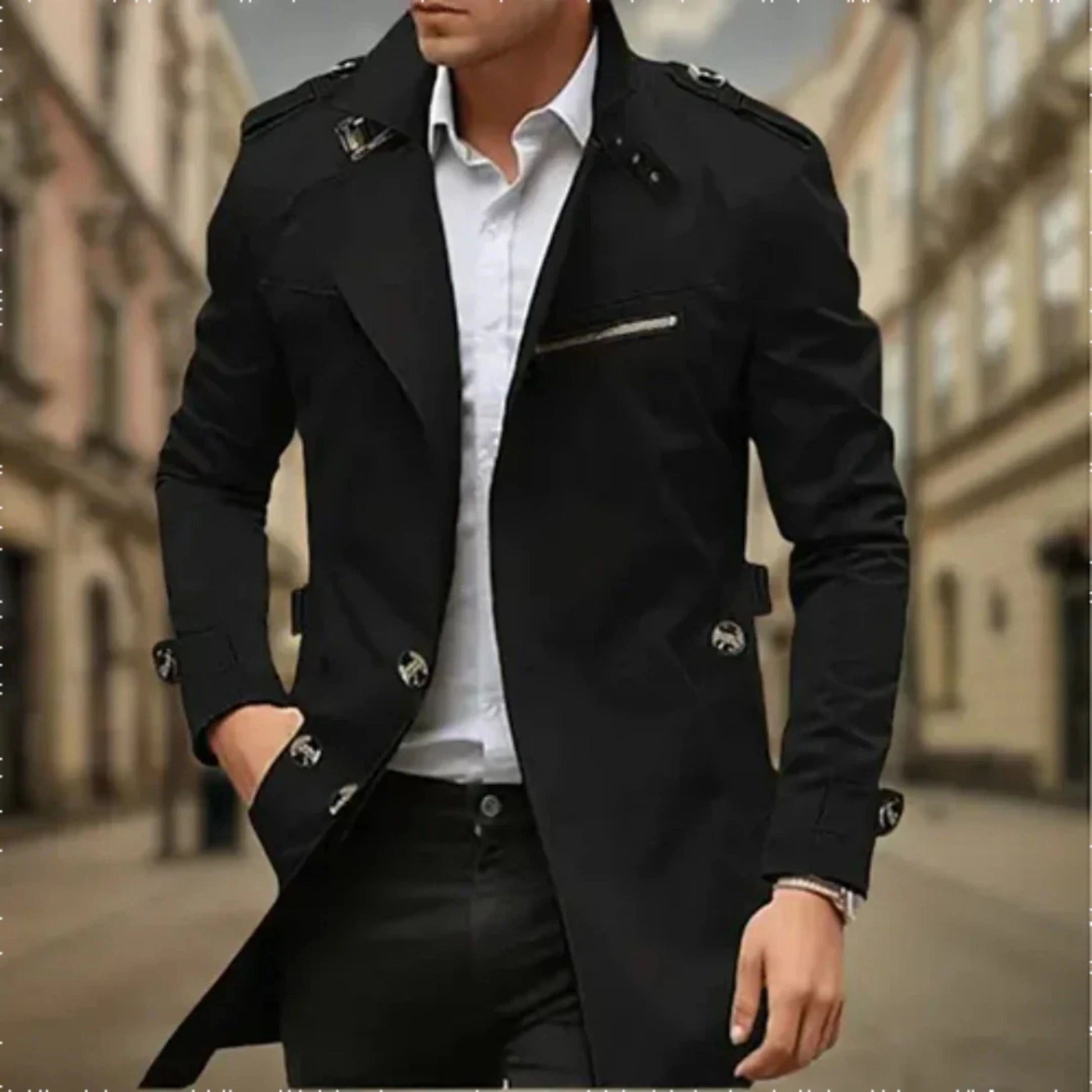Dames Trenchcoat met Waterdichte Bescherming en Dubbele Knopen 0