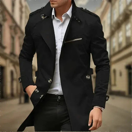 Dames Trenchcoat met Waterdichte Bescherming en Dubbele Knopen 0