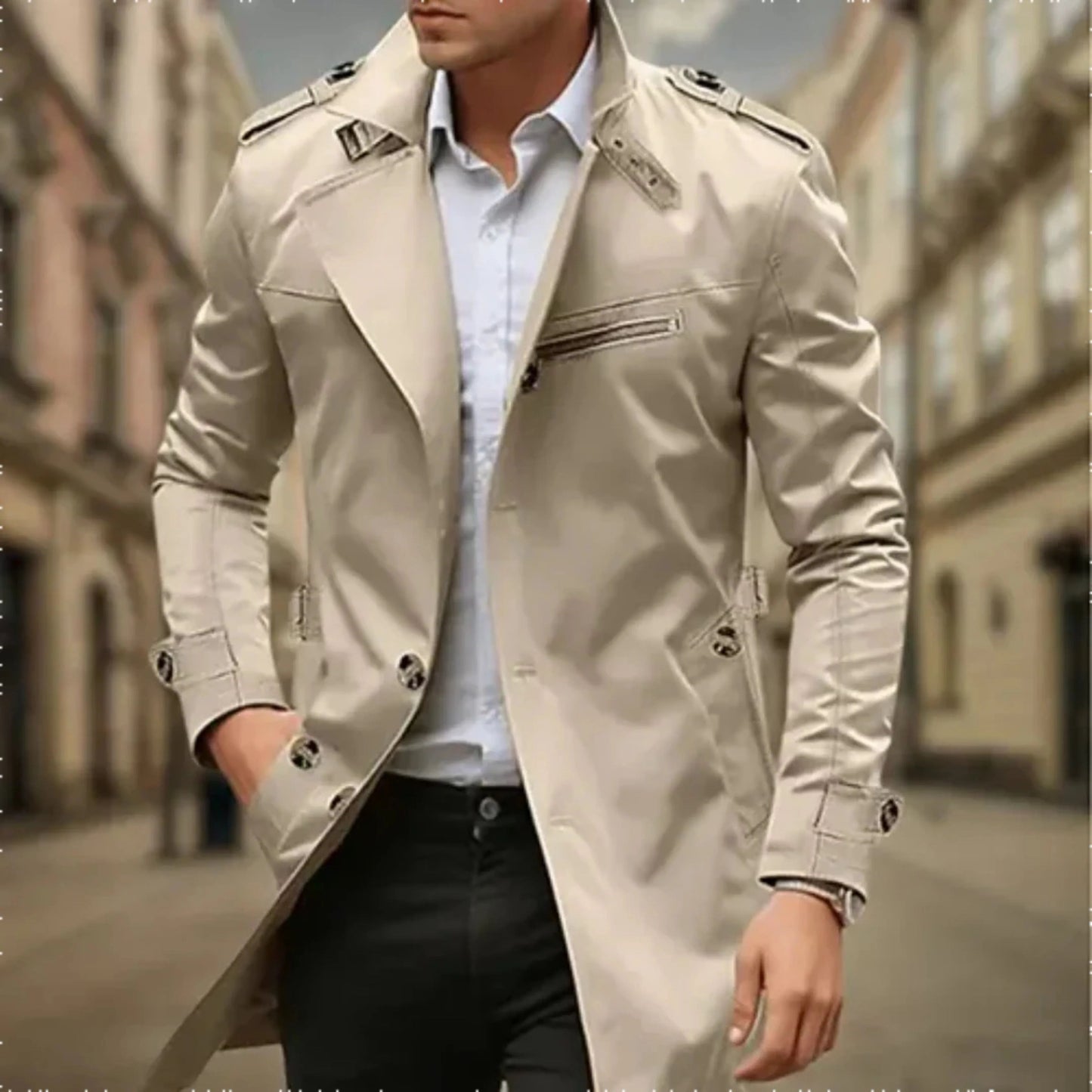 Dames Trenchcoat met Waterdichte Bescherming en Dubbele Knopen 2
