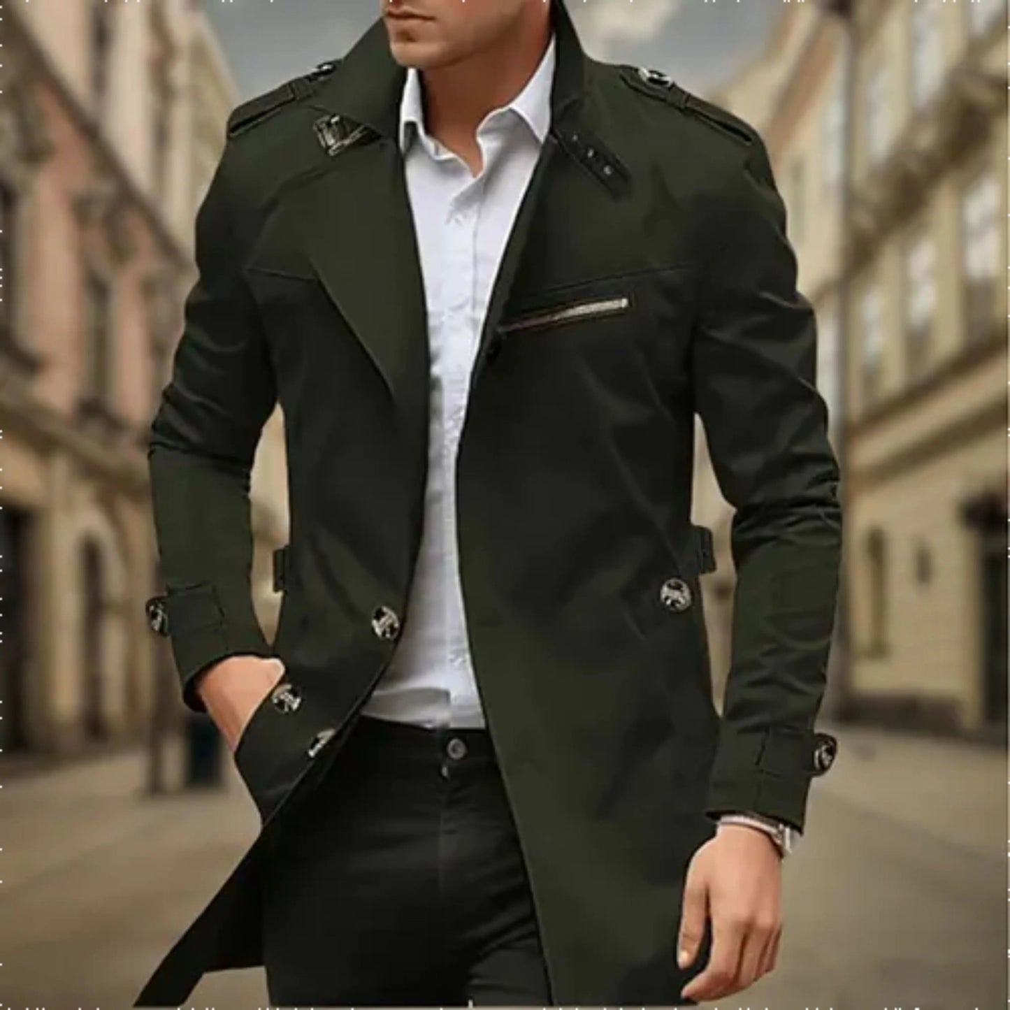 Dames Trenchcoat met Waterdichte Bescherming en Dubbele Knopen 3