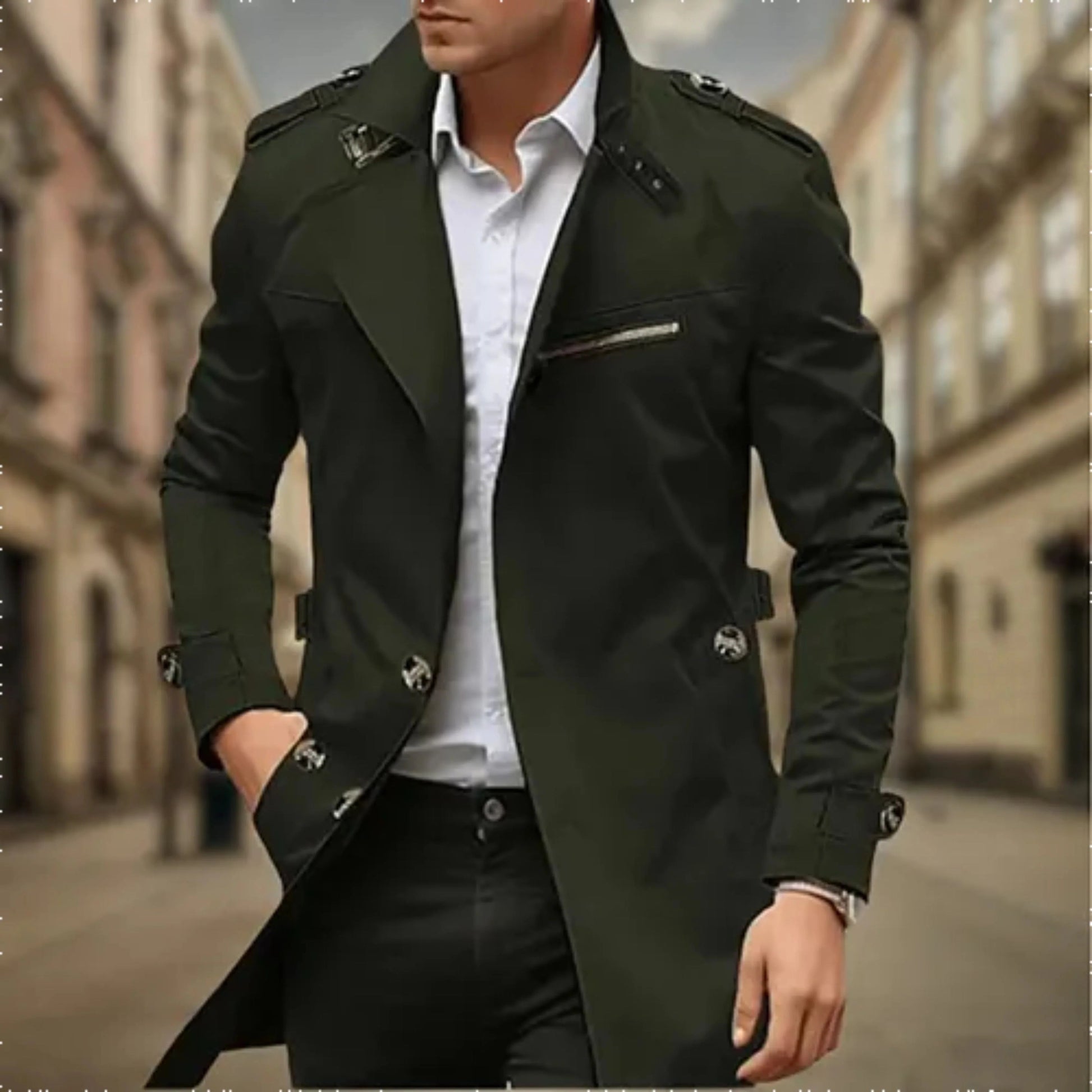 Dames Trenchcoat met Waterdichte Bescherming en Dubbele Knopen 3
