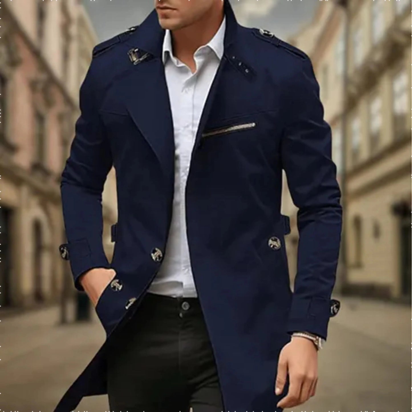 Dames Trenchcoat met Waterdichte Bescherming en Dubbele Knopen 4