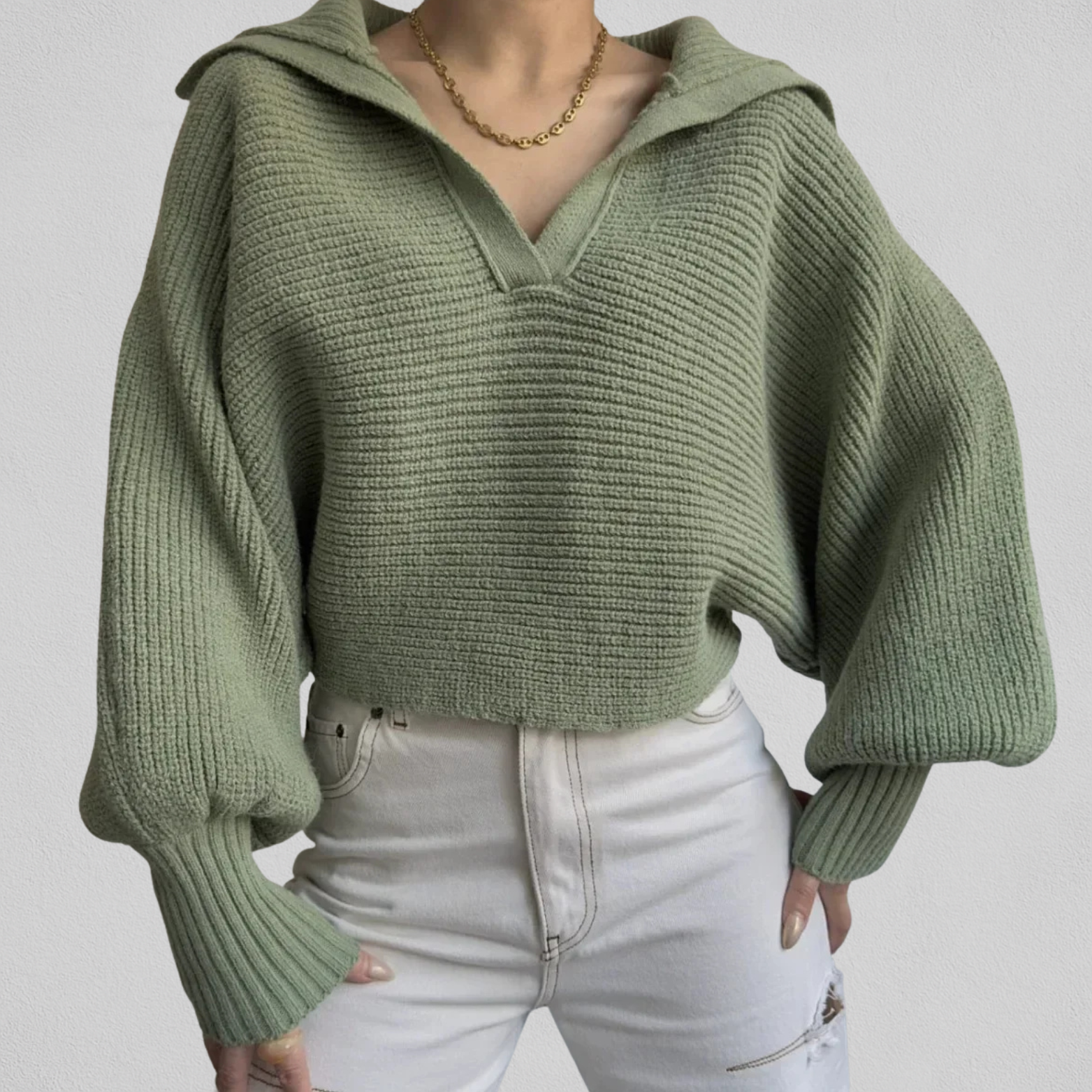 Dames Trui met V-hals en Losse Pasvorm voor Casual Looks 0