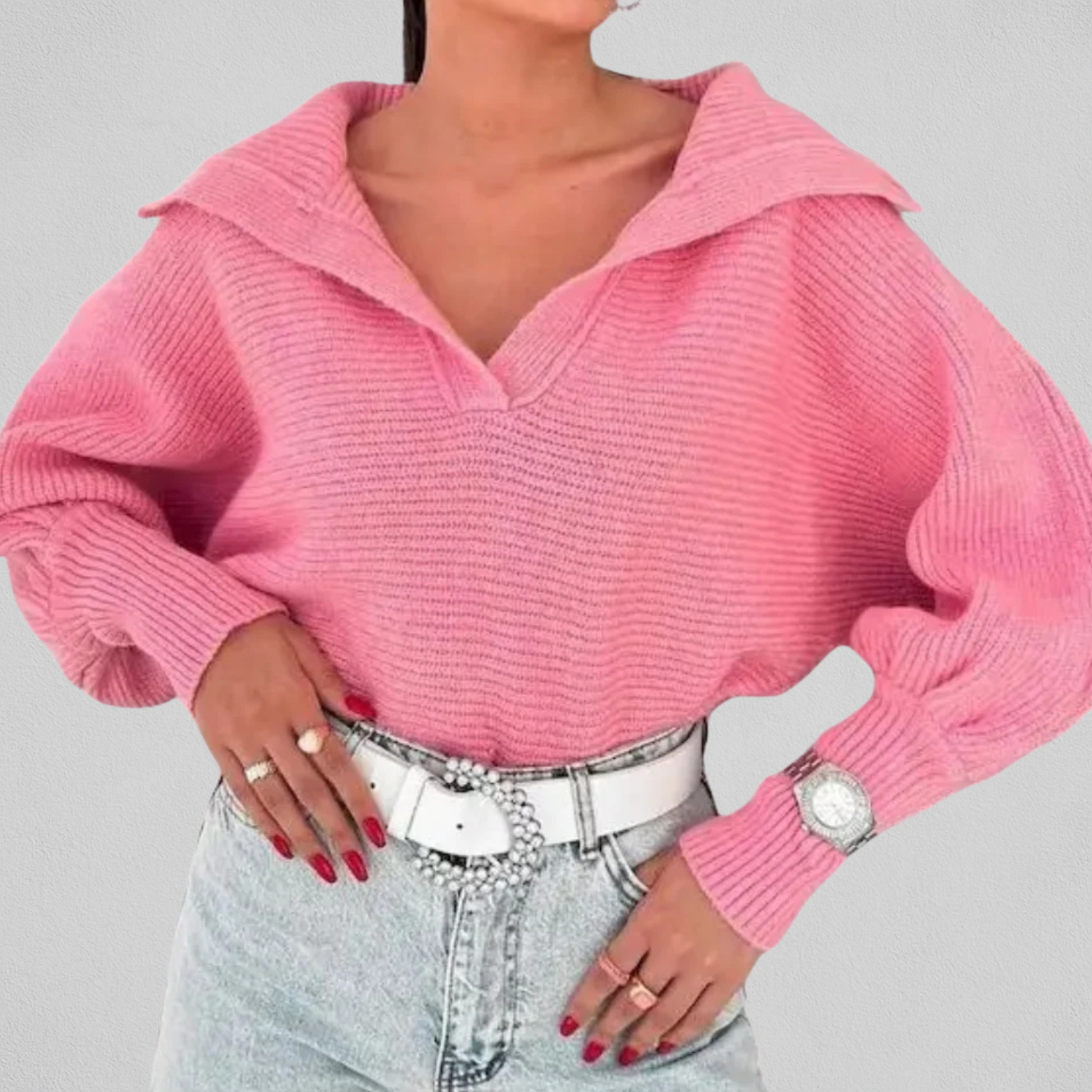 Dames Trui met V-hals en Losse Pasvorm voor Casual Looks 6