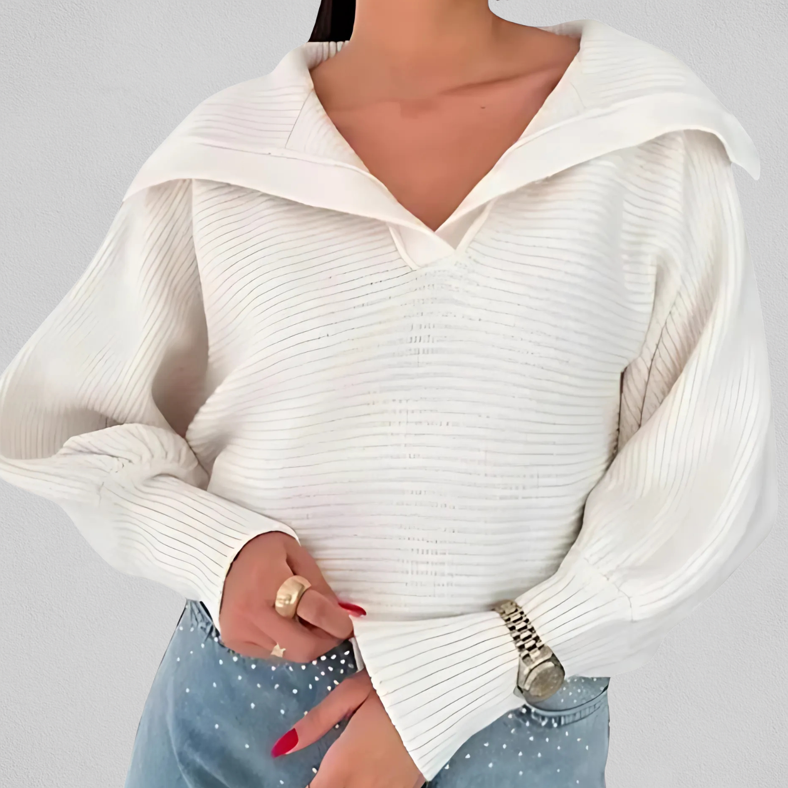 Dames Trui met V-hals en Losse Pasvorm voor Casual Looks 7