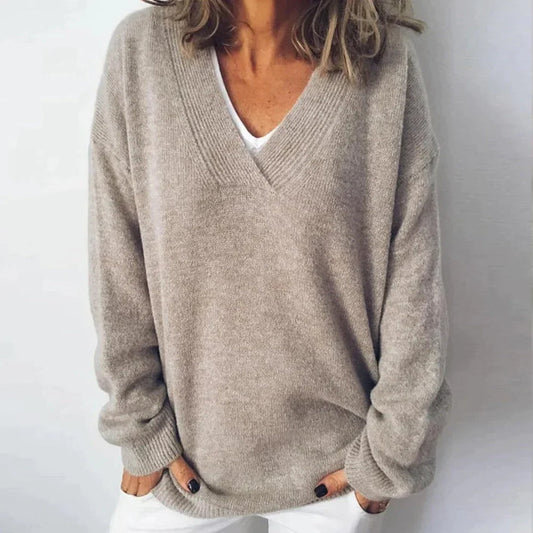 Dames Trui van Cashmere met V-Hals en Luxe Comfort 0