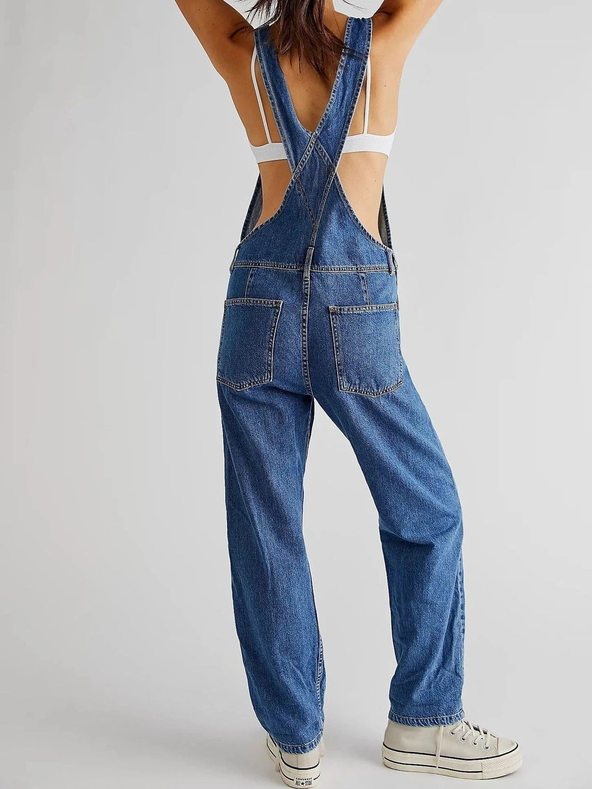 Dames Tuinbroek Denim met Verstelbare Schouderbanden en Praktische Zakken