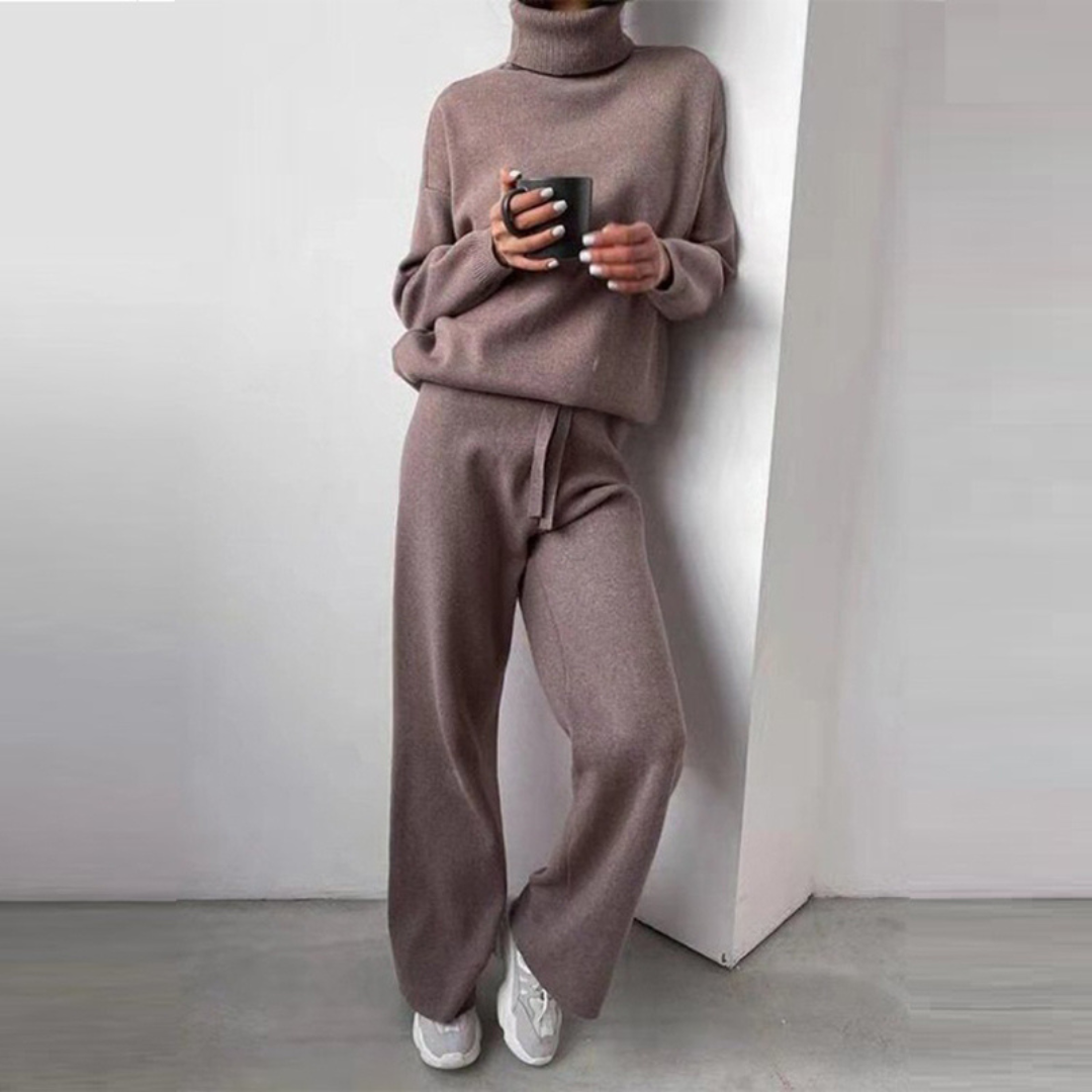 Dames Turtleneck Co-ord Set met Brede Pijpen en Ontspannen Pasvorm 2