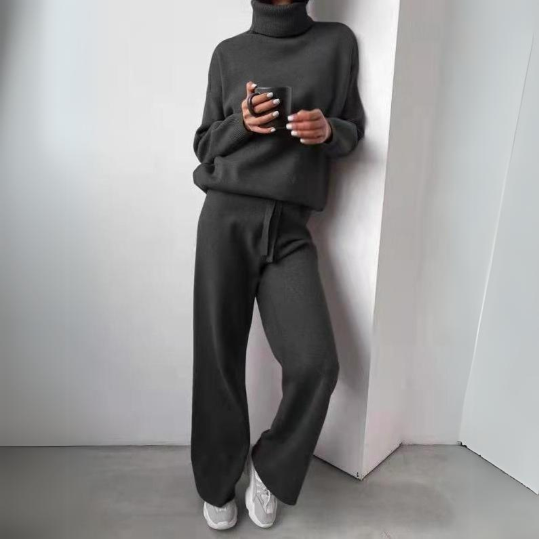 Dames Turtleneck Co-ord Set met Brede Pijpen en Ontspannen Pasvorm 5