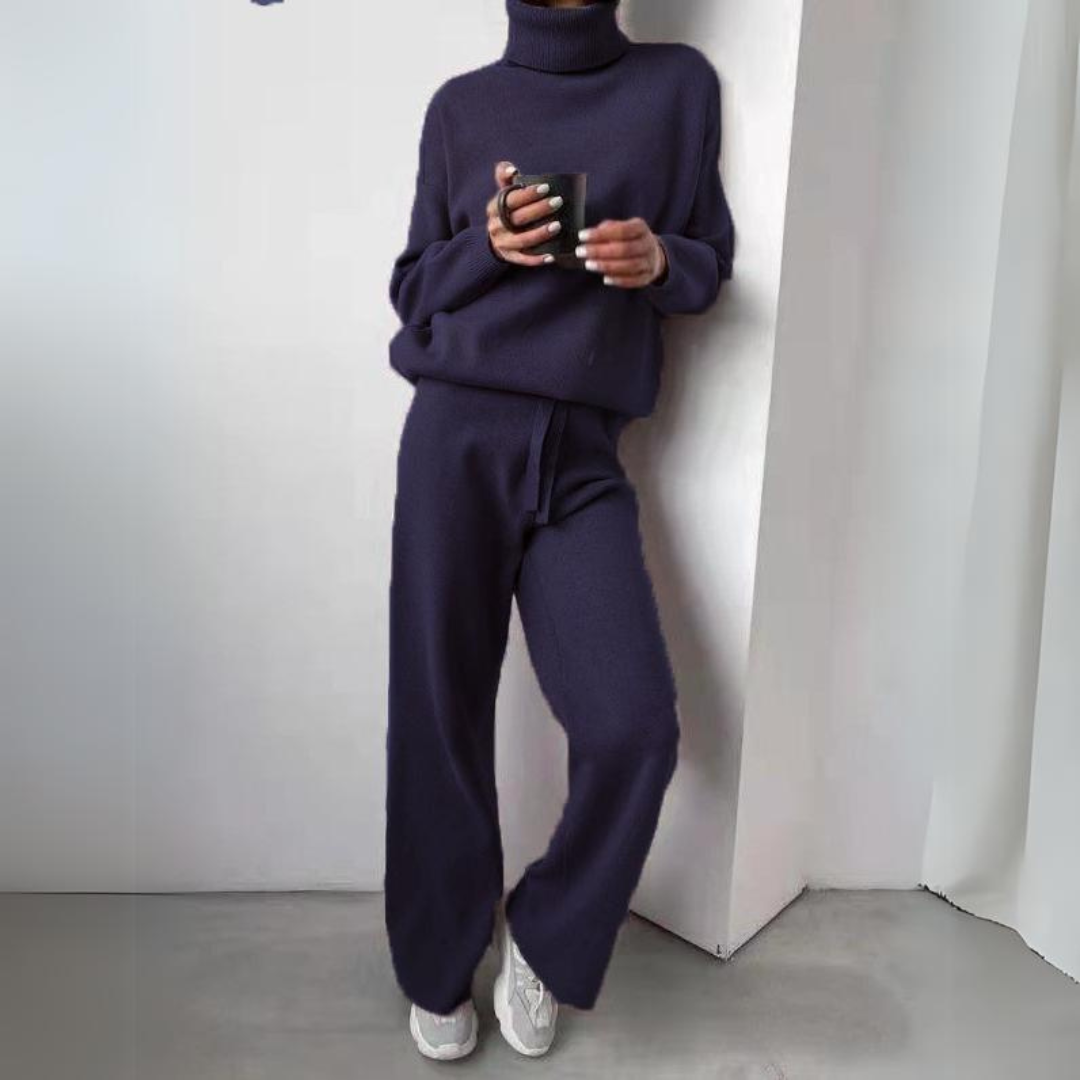 Dames Turtleneck Co-ord Set met Brede Pijpen en Ontspannen Pasvorm 7