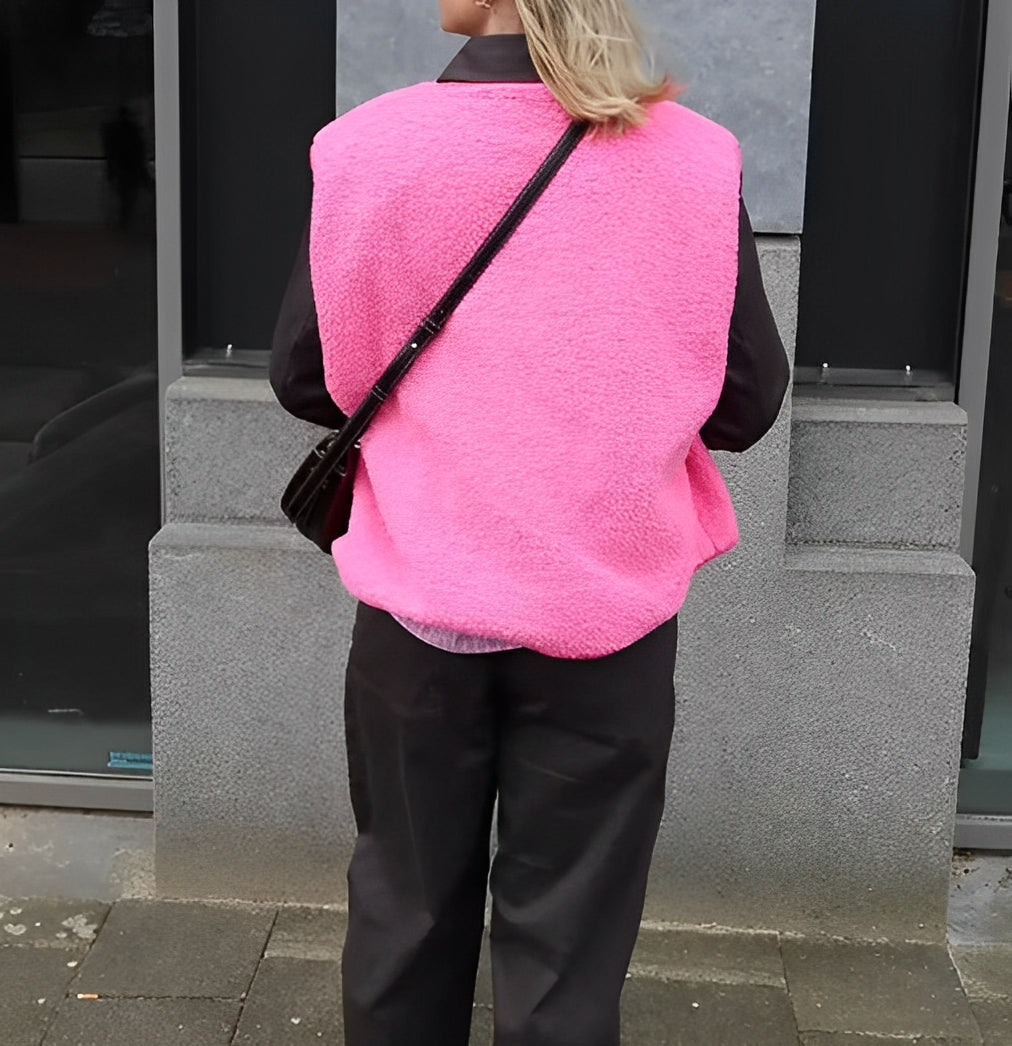Dames Vest Mouwloos met Drukknopen en Cirkelvormige Halslijn 7