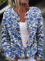 Dames Gebreide Cardigan Vest met Print