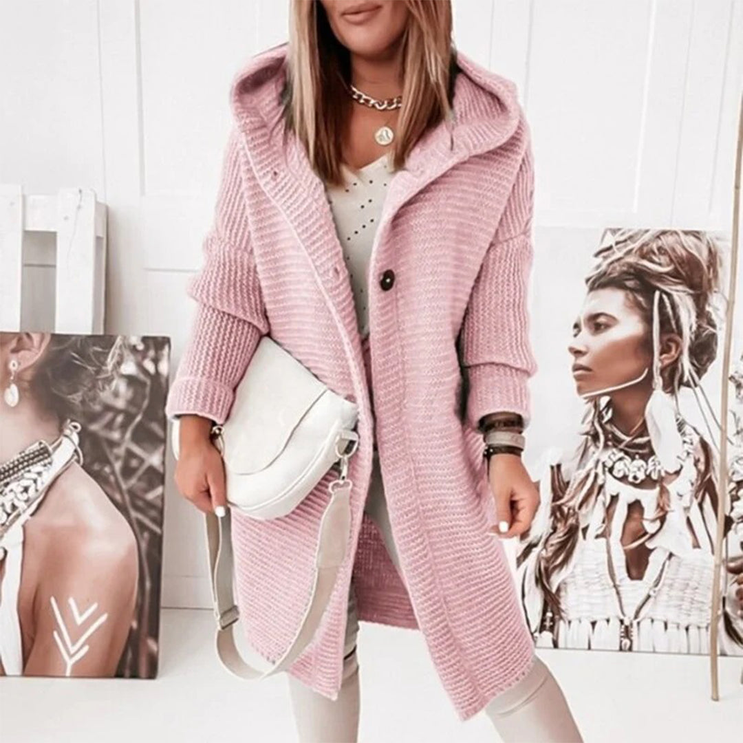 Dames Gebreid Vest met Capuchon Roze