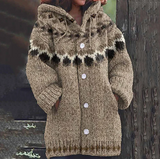 Dames Vest Lang met Capuchon en Knoopsluiting
