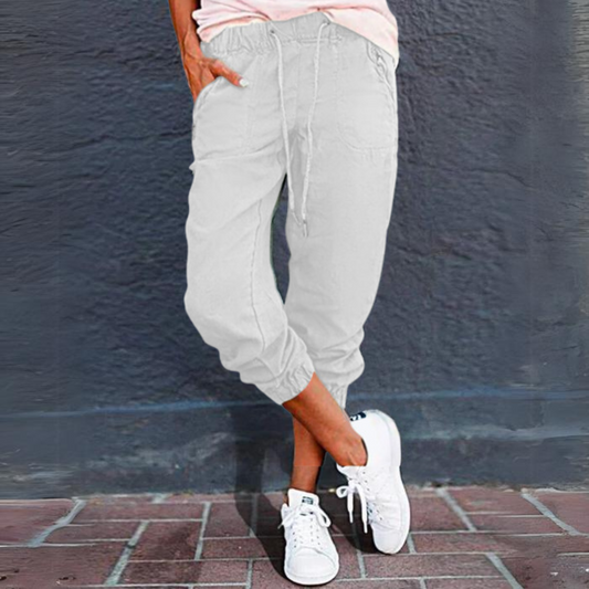 Dames Cargo Broek met Koord Wit