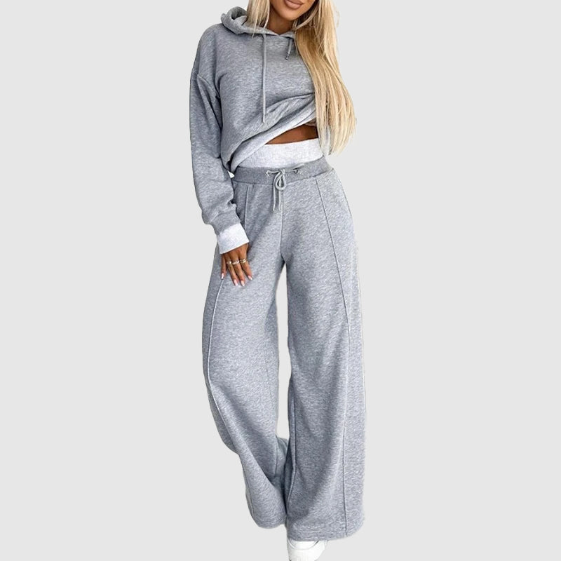 Dames Loungewear Set met Hoodie en Wijde Joggingbroek