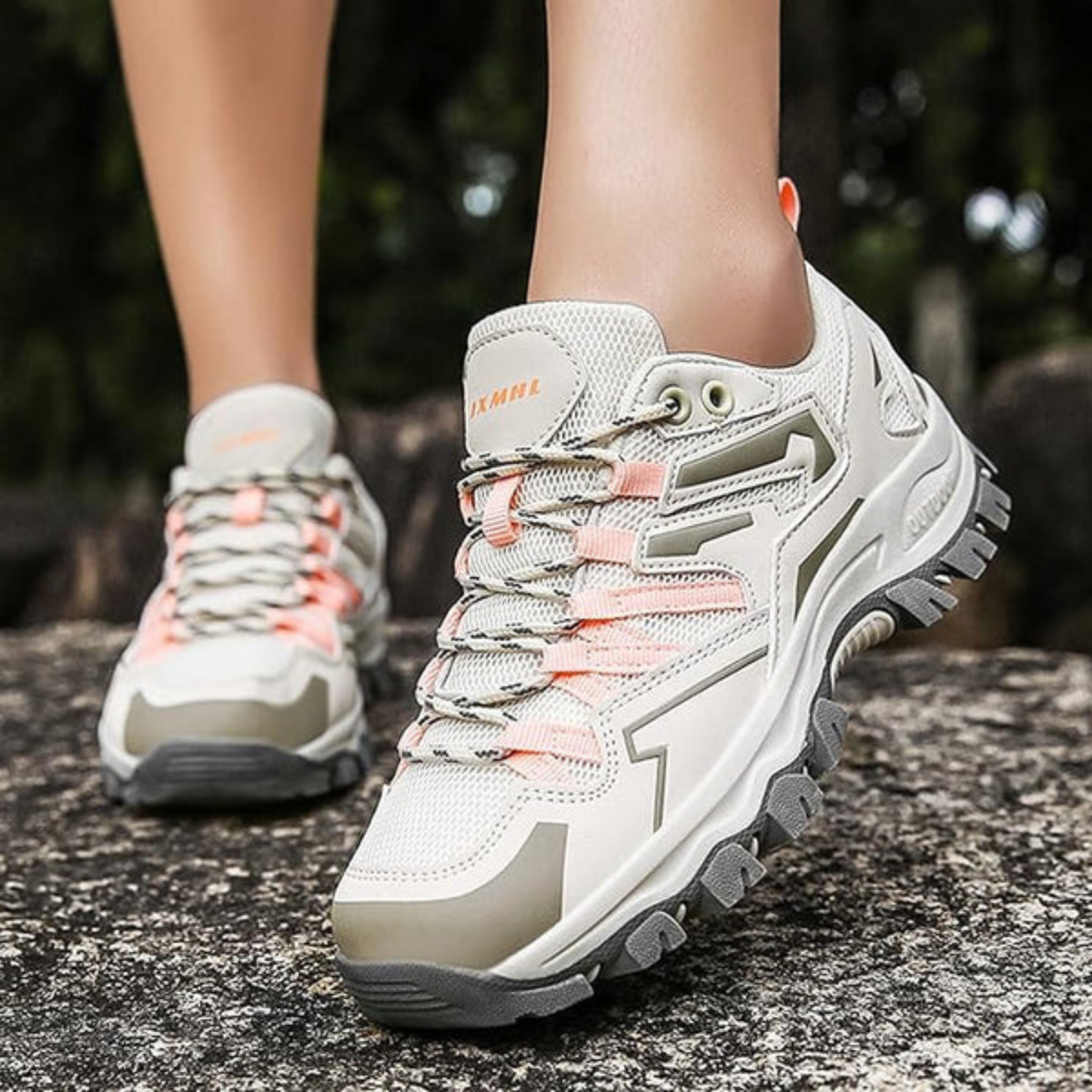 Dames Wandelschoenen met Stevige Grip en Ondersteuning Roze Grijs