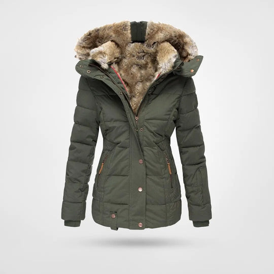 Dames Winterjas met Capuchon - Warme Dikke Parka Groen