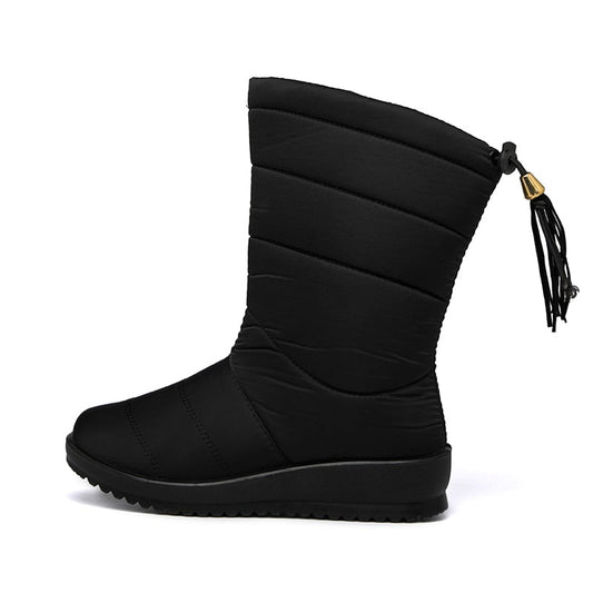 Dames Winterlaarzen met Hoge Schacht en Antislipzool Zwart