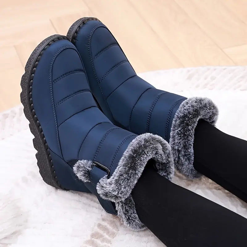 Dames Winterlaarzen met Warme Voering en Antislipzool voor Koude Dagen Marineblauw