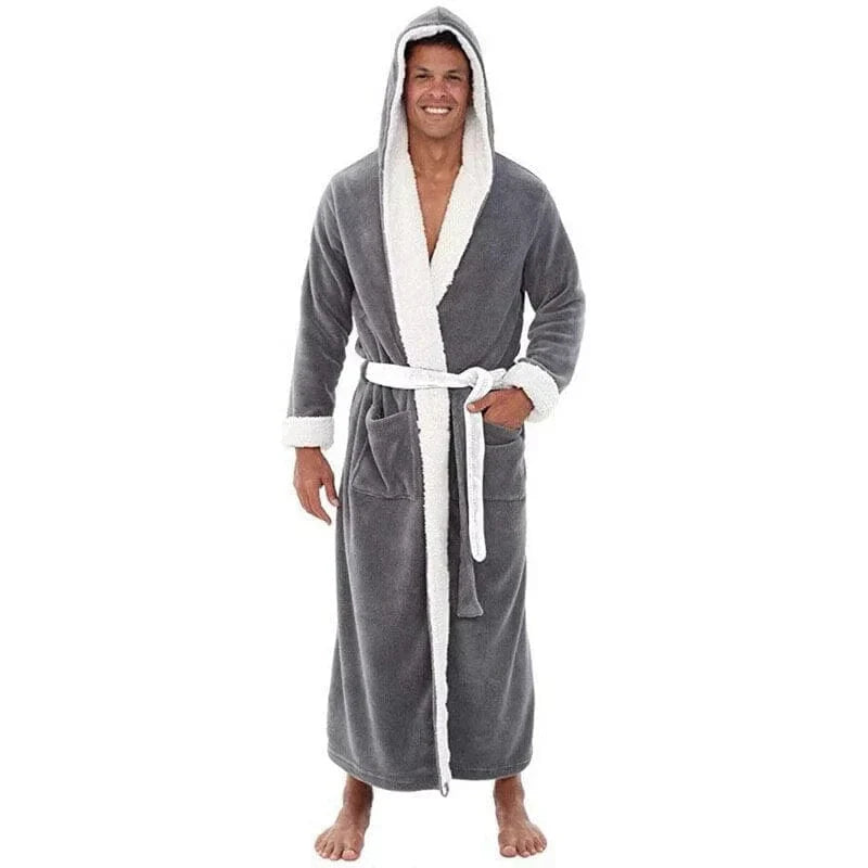 Heren Badjas van Fleece met Capuchon en Ruime Zakken 1