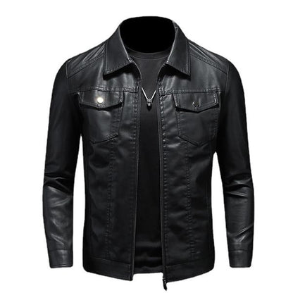 Heren Bikerjack met Reverskraag en Ritsdetails Zwart