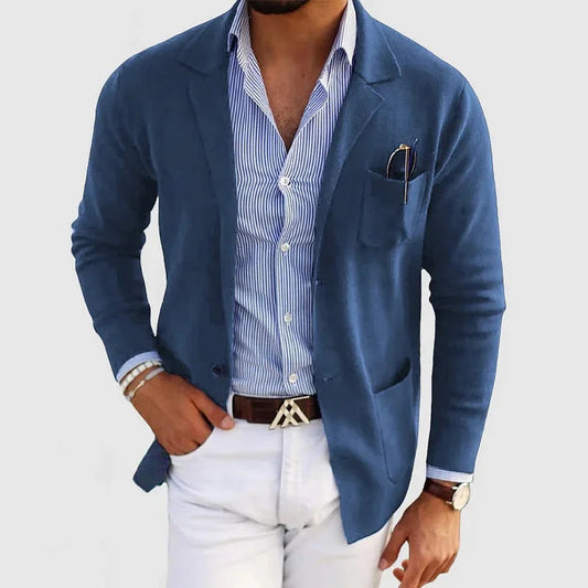 Heren Blazer van Gebreide Stof met Lichtgewicht Design en Slanke Pasvorm 0