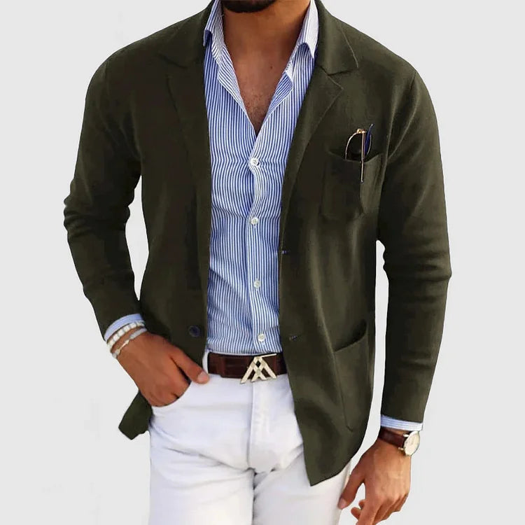 Heren Blazer van Gebreide Stof met Lichtgewicht Design en Slanke Pasvorm 1