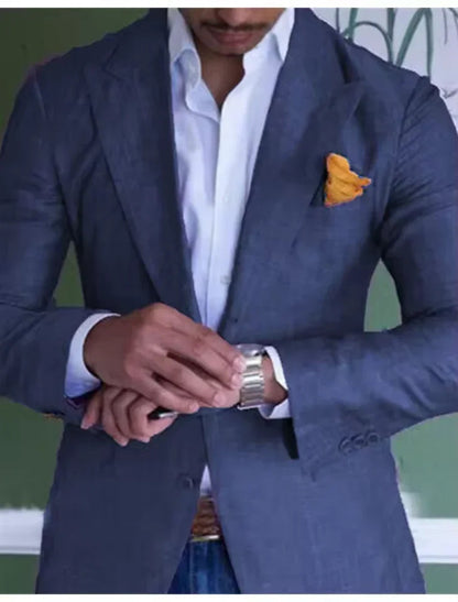 Heren Blazer van Linnen met Stijlvolle Pasvorm en Ademend Comfort 4