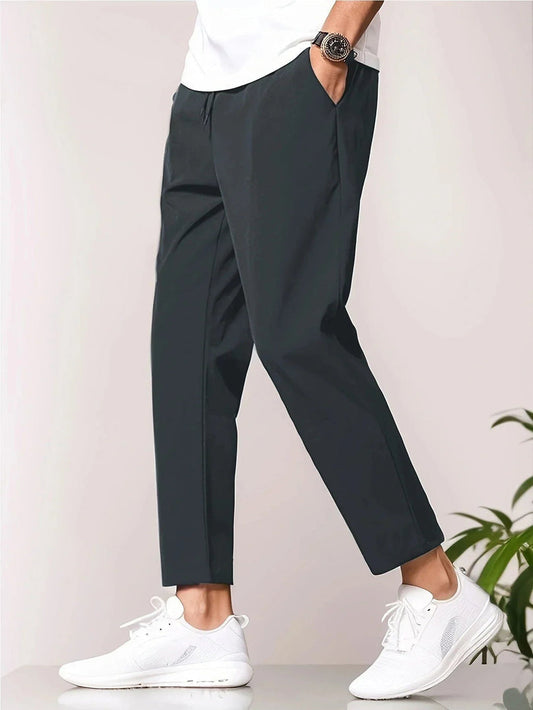 Heren Lange Broek met Praktische Zakken en Ontspannen Pasvorm Grijs