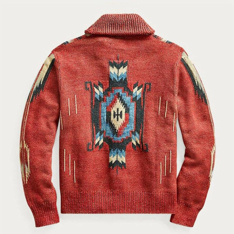 Heren Cardigan met Jacquardpatroon en Enkele Knopen 1