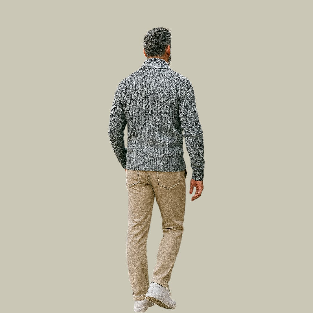 Heren Cardigan van Cashmere Blend met Knoopsluiting en Ribbelmanchetten 2