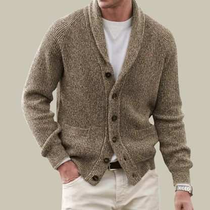 Heren Cardigan van Cashmere Blend met Knoopsluiting en Ribbelmanchetten 3
