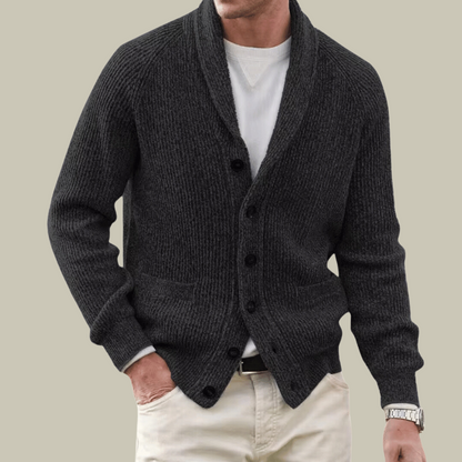 Heren Cardigan van Cashmere Blend met Knoopsluiting en Ribbelmanchetten 4