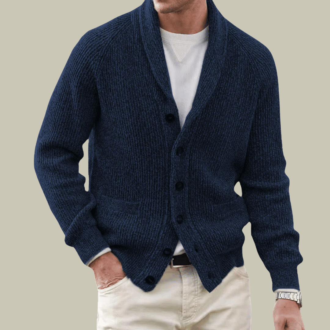 Heren Cardigan van Cashmere Blend met Knoopsluiting en Ribbelmanchetten 5