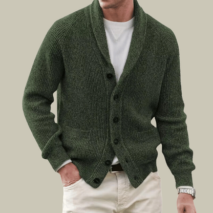 Heren Cardigan van Cashmere Blend met Knoopsluiting en Ribbelmanchetten 6