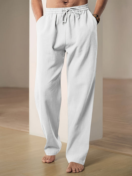 Heren Casual Linnen Broek met Ademend Ontwerp Wit