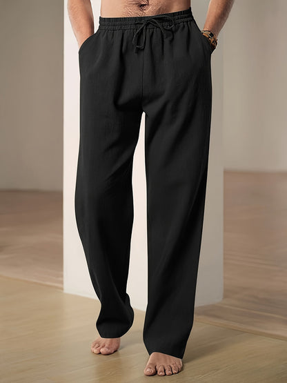 Heren Casual Linnen Broek met Ademend Ontwerp Zwart