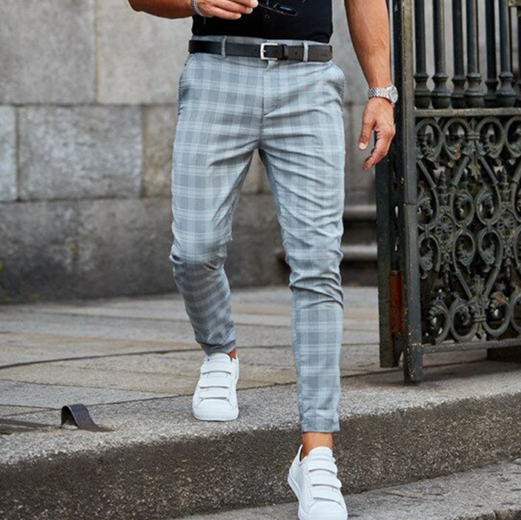 Heren Chino Broek met Rekbare Pasvorm en Geruit Patroon 3