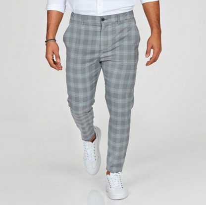 Heren Chino Broek met Rekbare Pasvorm en Geruit Patroon 4
