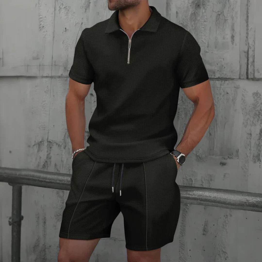 Heren Co-ord Set met Polo en Korte Broek van Zacht Katoen 3