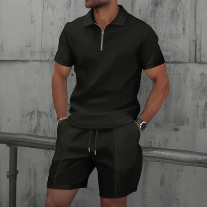 Heren Co-ord Set met Polo en Korte Broek van Zacht Katoen 3